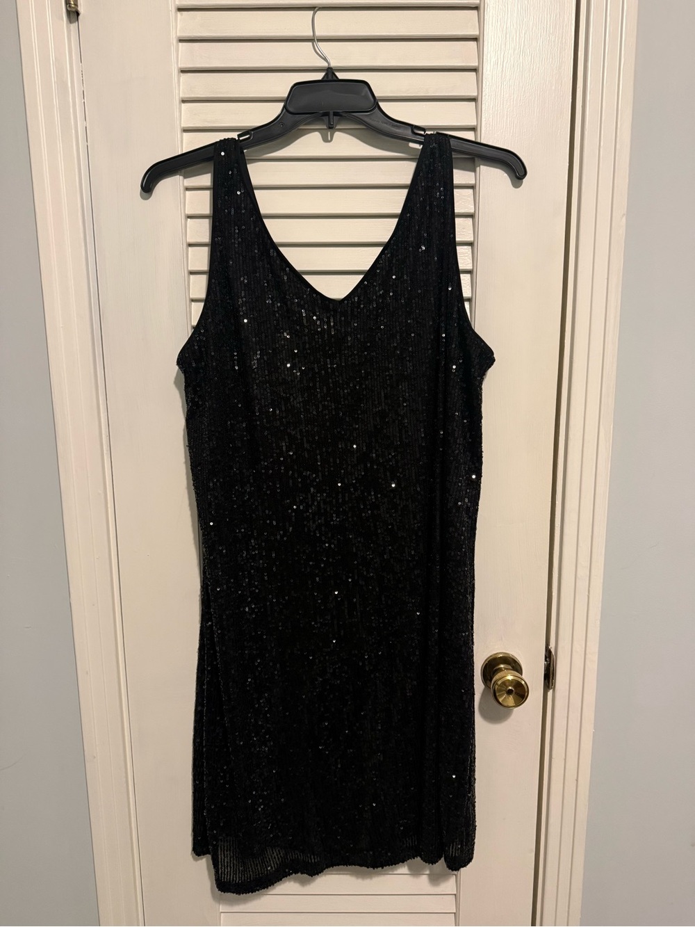 STATE Black Sequin V-Neck Mini Dress